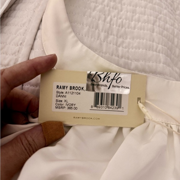 Ramy Brook White Halter Top with Feather Detail XL NWT - Picture 5 of 9